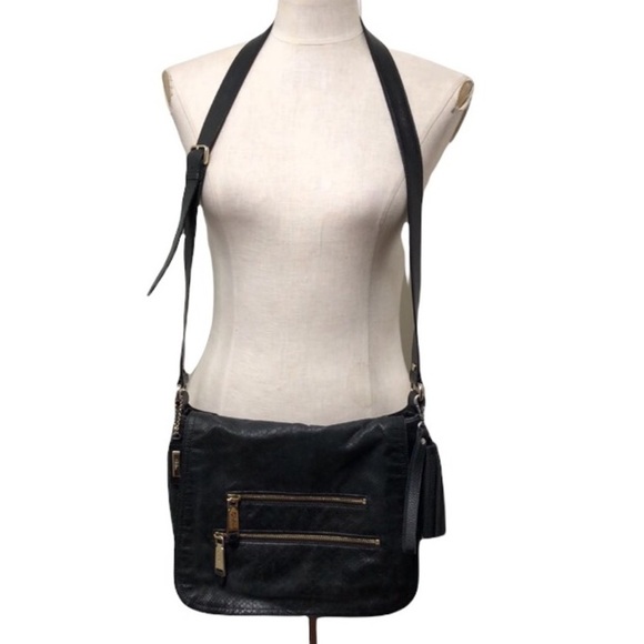 Cole Haan Python Reptile Black Crossbody Purse - Picture 1 of 12